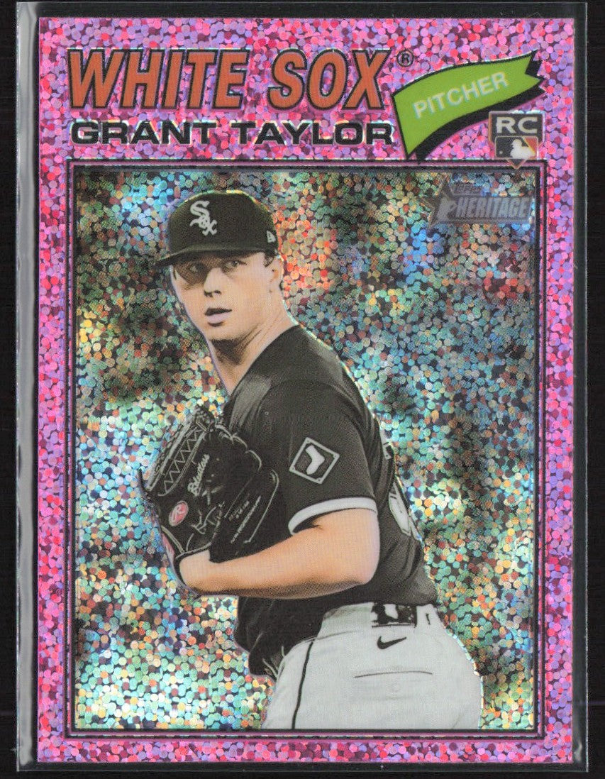 Grant Taylor 2026 Topps Heritage Chrome Pink Sparkle Refractor RC #329