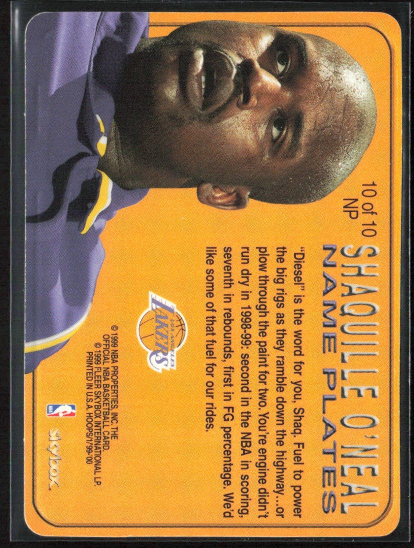 Shaquille O'Neal Diesel 1999 NBA Hoops Name Plates #10 Los Angeles Lakers