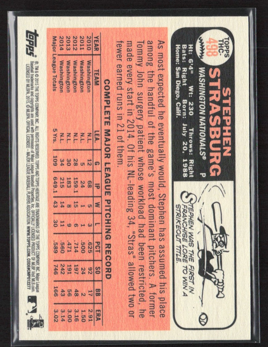 Stephen Strasburg 2015 Topps Heritage Chrome Purple Refractor #THC-498