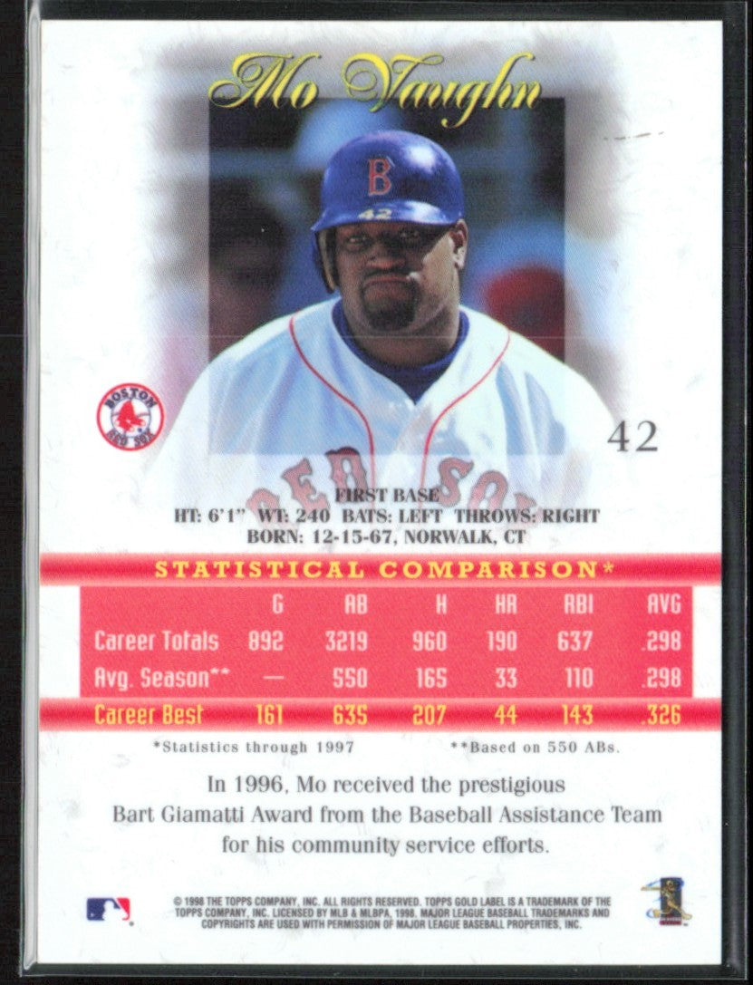 Mo Vaughn 1998 Topps Gold Label Class 2 #42 Boston Red Sox