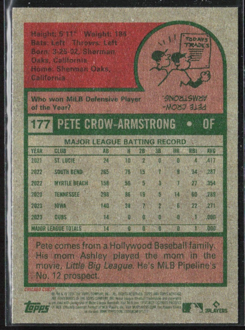 Pete Crow-Armstrong 2024 Topps Heritage RC #177 Chicago Cubs