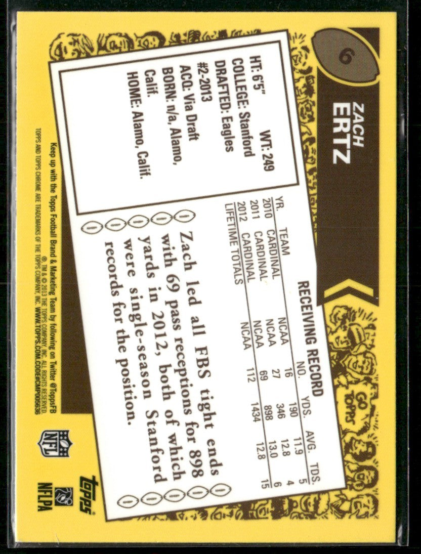 Zach Ertz 2013 Topps Chrome RC #6 Philadelphia Eagles