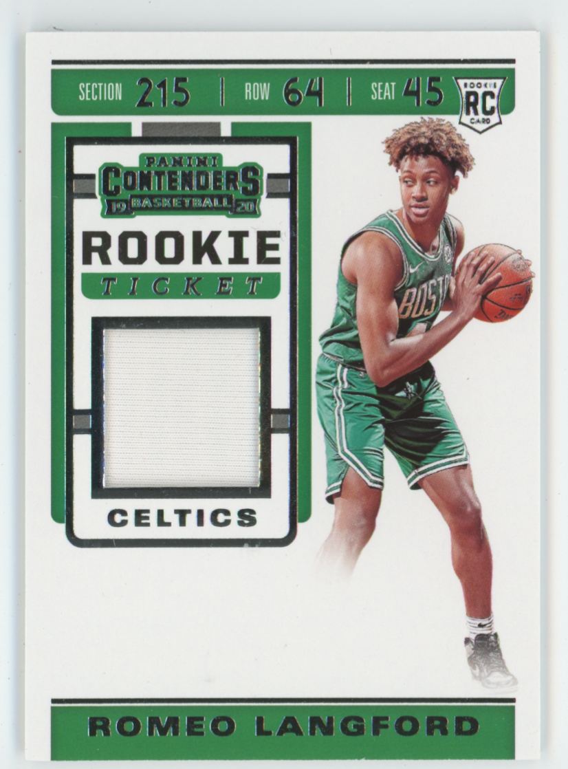 Romeo Langford 2019 Panini Contenders Rookie Ticket Swatches RC Jersey #RTS-RLF