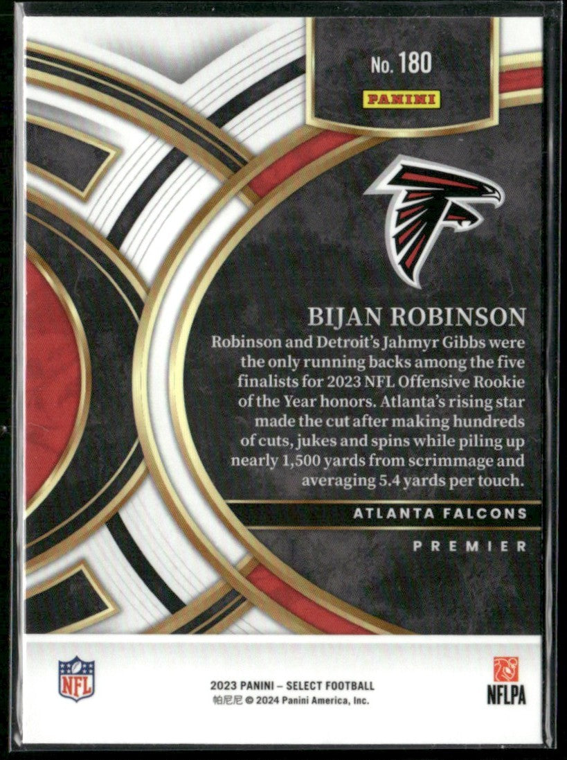 Bijan Robinson 2023 Panini Select Premier RC #180 Atlanta Falcons