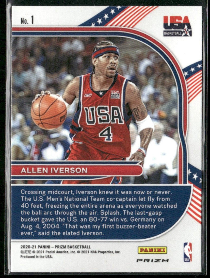 Allen Iverson 2020 Panini Prizm USA Basketball Green #1 USA