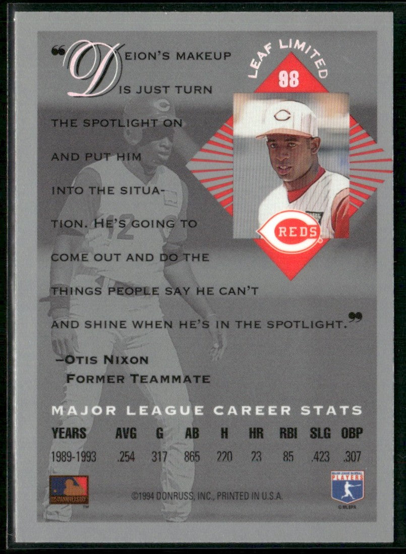 Deion Sanders 1994 Leaf Limited #98 Cincinnati Reds