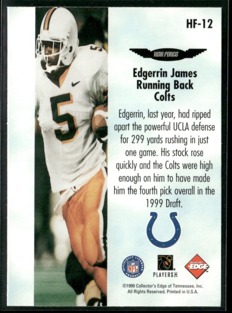 Edgerrin James 1999 Collector's Edge Fury Heir Force RC #HF-12