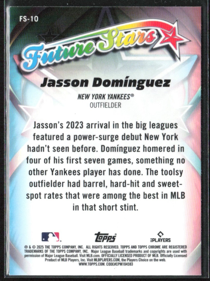 Jasson Dominguez 2025 Topps Chrome Future Stars #FS-10 New York Yankees