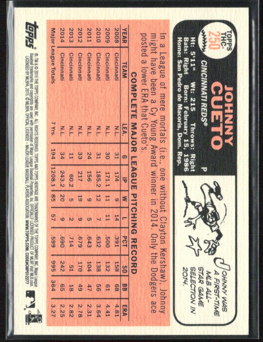 Johnny Cueto 2015 Topps Heritage Chrome Purple Refractor #THC-250