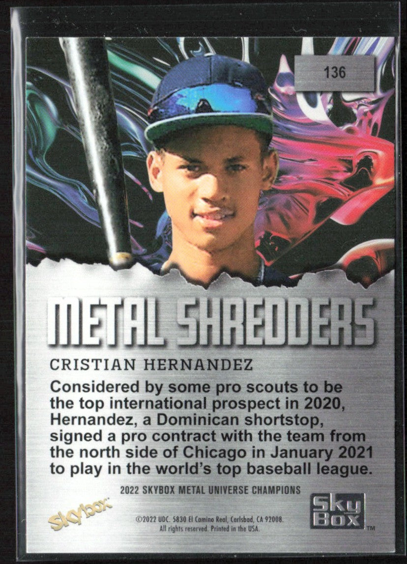 Cristian Hernandez 2022 Skybox Metal Universe Aqua #136