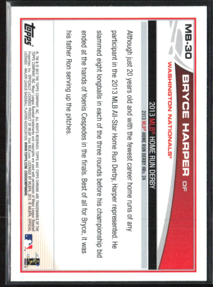 Bryce Harper 2013 Topps Chrome Update #MB-30 Washington Nationals