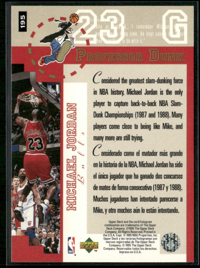 Michael Jordan 1995 Upper Deck Collector's Choice Professor Dunk #195