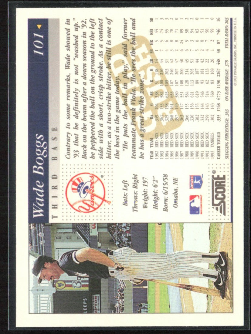 Wade Boggs 1994 Score Gold Rush #101 New York Yankees