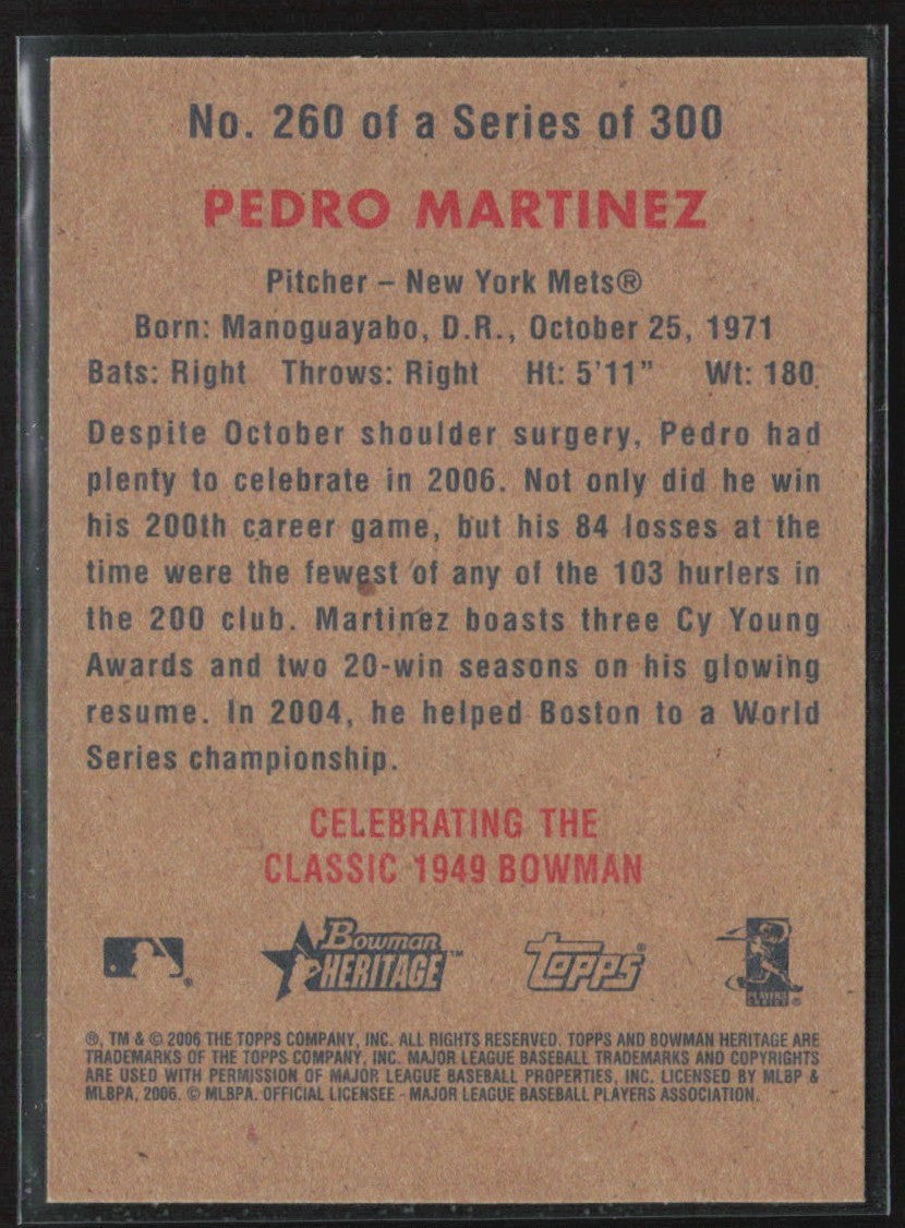 Pedro Martinez 2006 Bowman Heritage #260 New York Mets