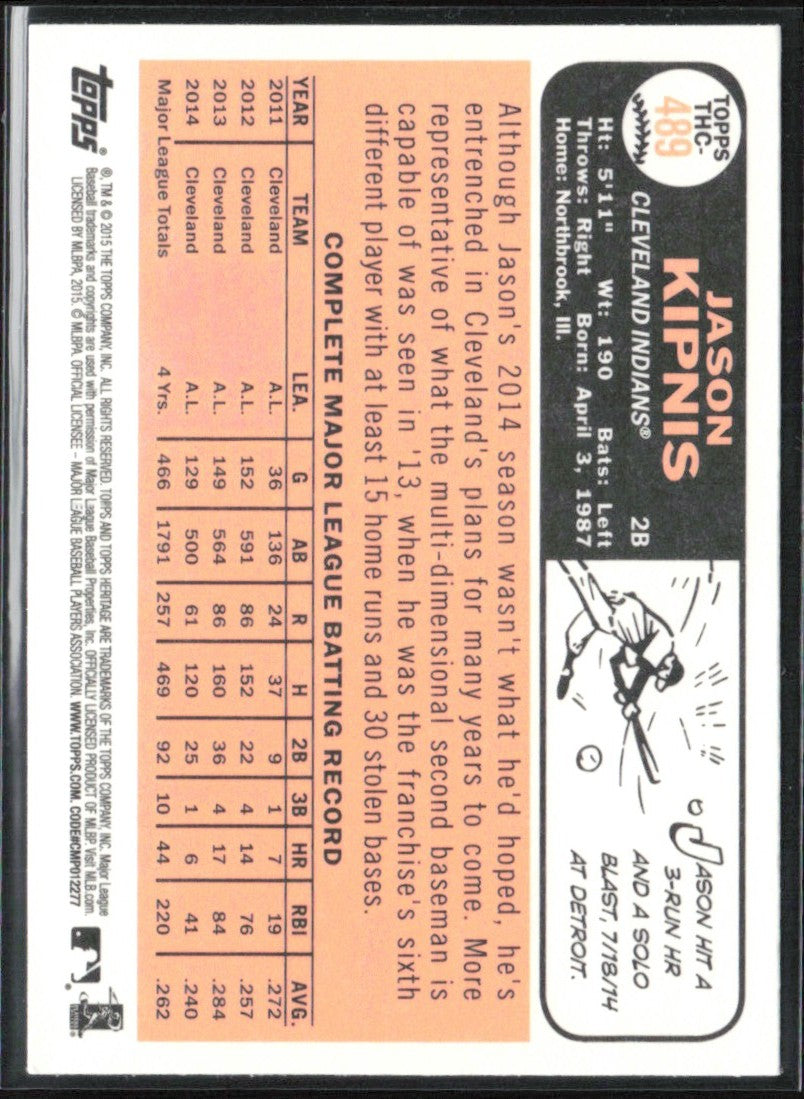 Jason Kipnis 2015 Topps Heritage Chrome Foil #THC-489 Cleveland Indians