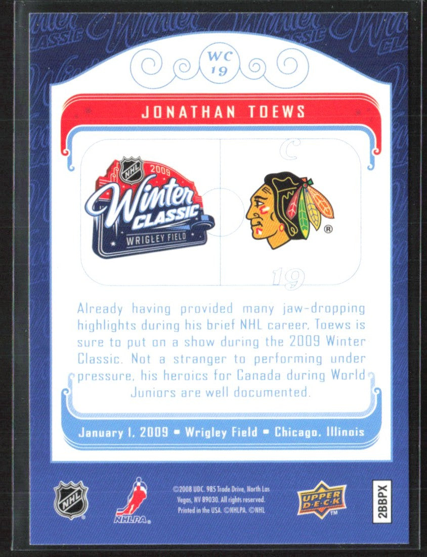 Jonathan Toews 2008 Upper Deck Winter Classic #WC19 Chicago Blackhawks