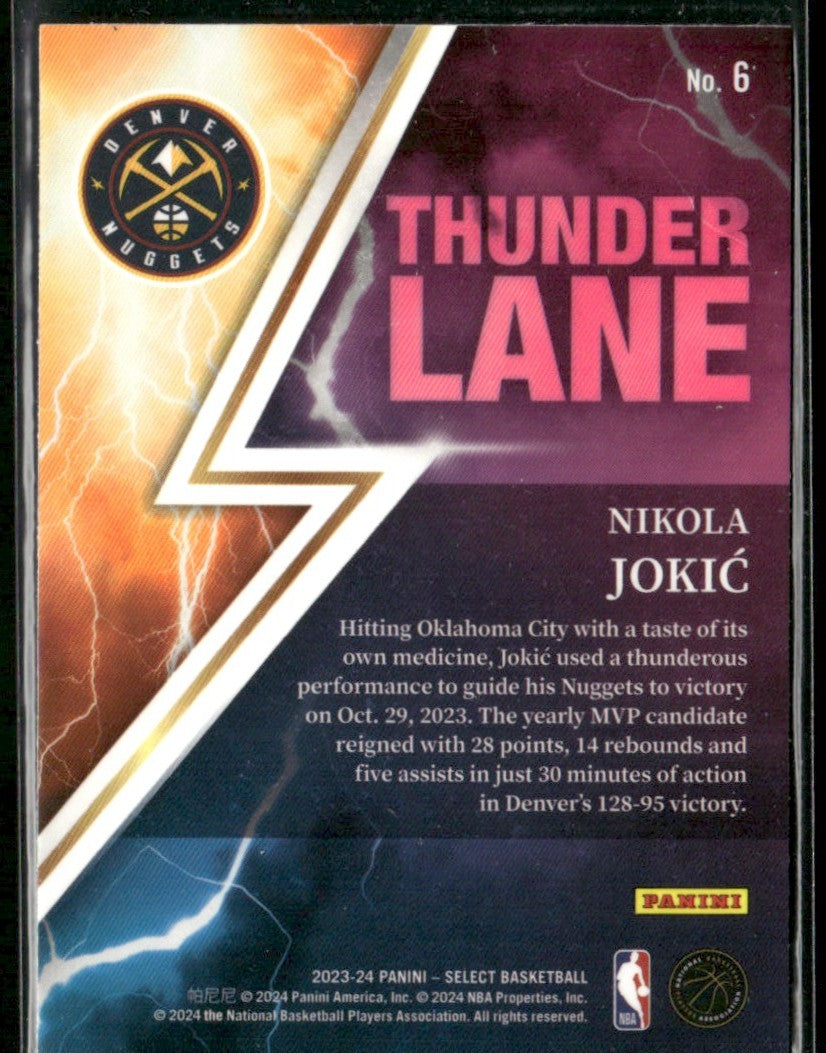 Nikola Jokic 2023 Panini Select Thunder Lane #6 Denver Nuggets