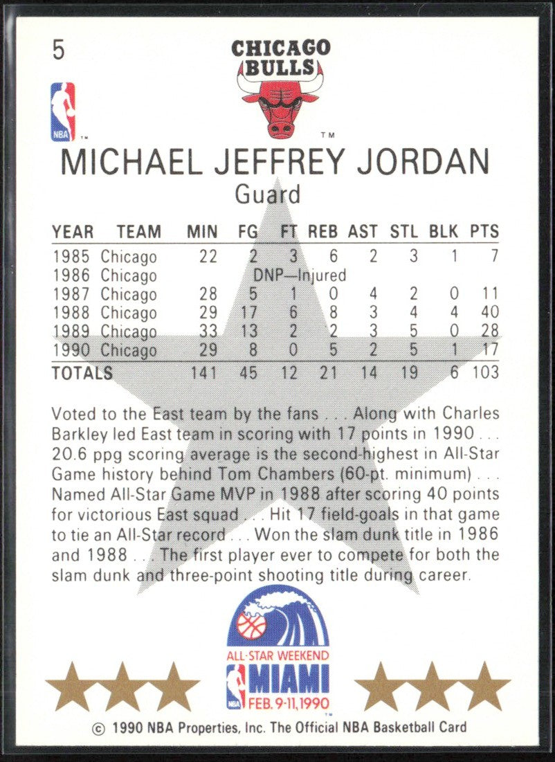 Michael Jordan 1990 NBA Hoops #5 Chicago Bulls