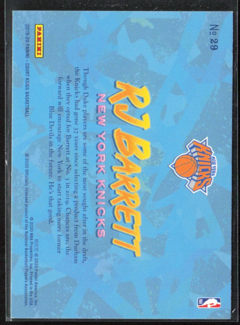 RJ Barrett 2020 Panini Court Kings Apprentice Artist RC #29 New York Knicks