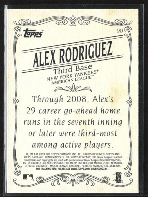 Alex Rodriguez 2009 Topps 206 Batting Pose #90 New York Yankees