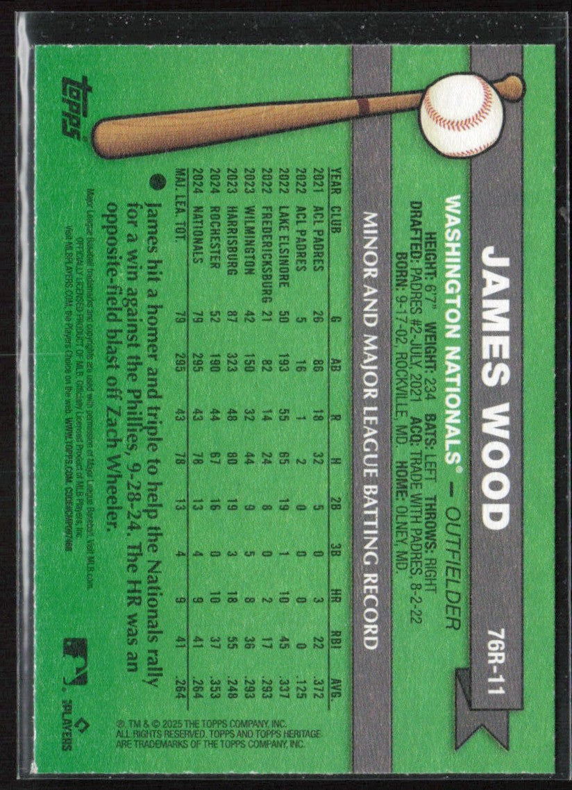 James Wood 2025 Topps Heritage '76 Redefined RC #76R-11 Washington Nationals