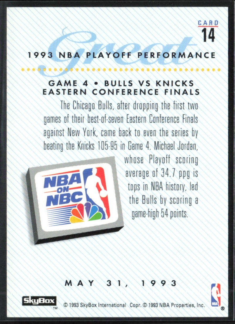Michael Jordan 1993 SkyBox NBA on NBC #14 Chicago Bulls