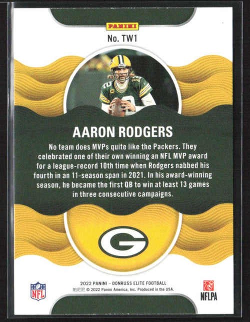 Aaron Rodgers 2022 Donruss Elite Title Waves Pink #TW1 Green Bay Packers