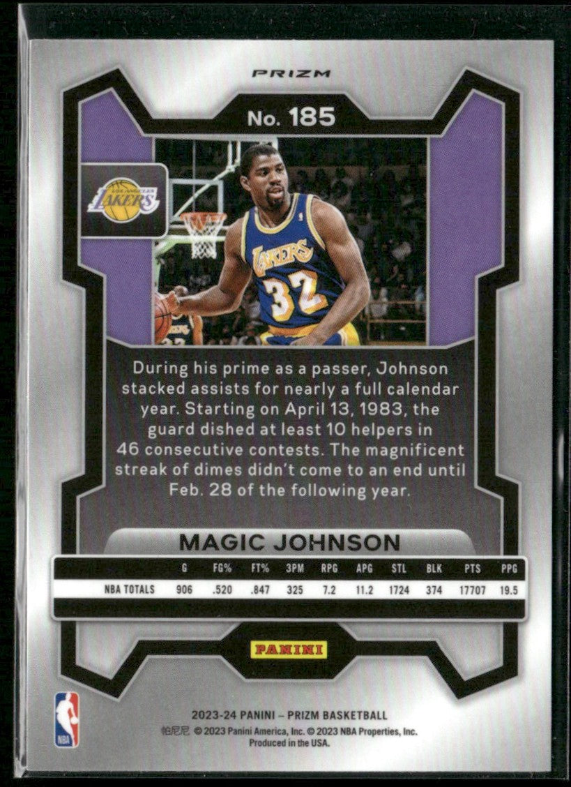 Magic Johnson 2023 Panini Prizm Green #185 Los Angeles Lakers