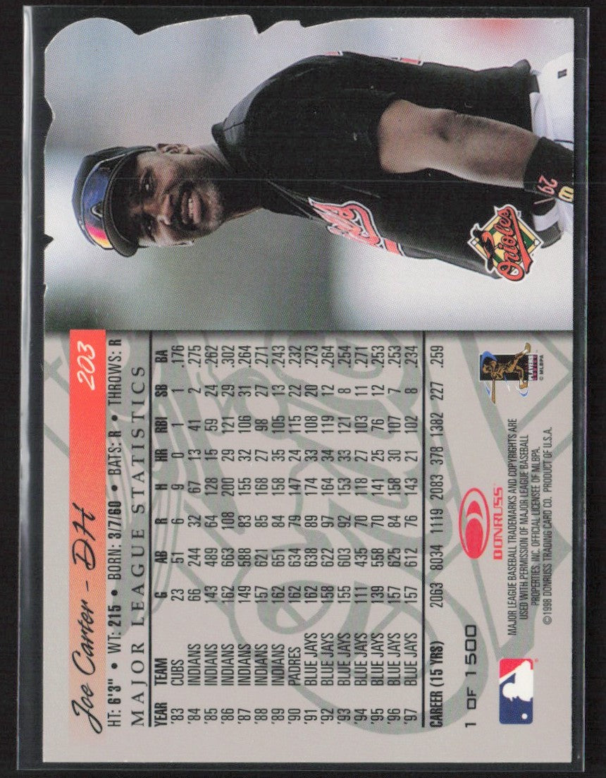 Joe Carter 1998 Donruss Press Proof Silver /1500 #203 Baltimore Orioles