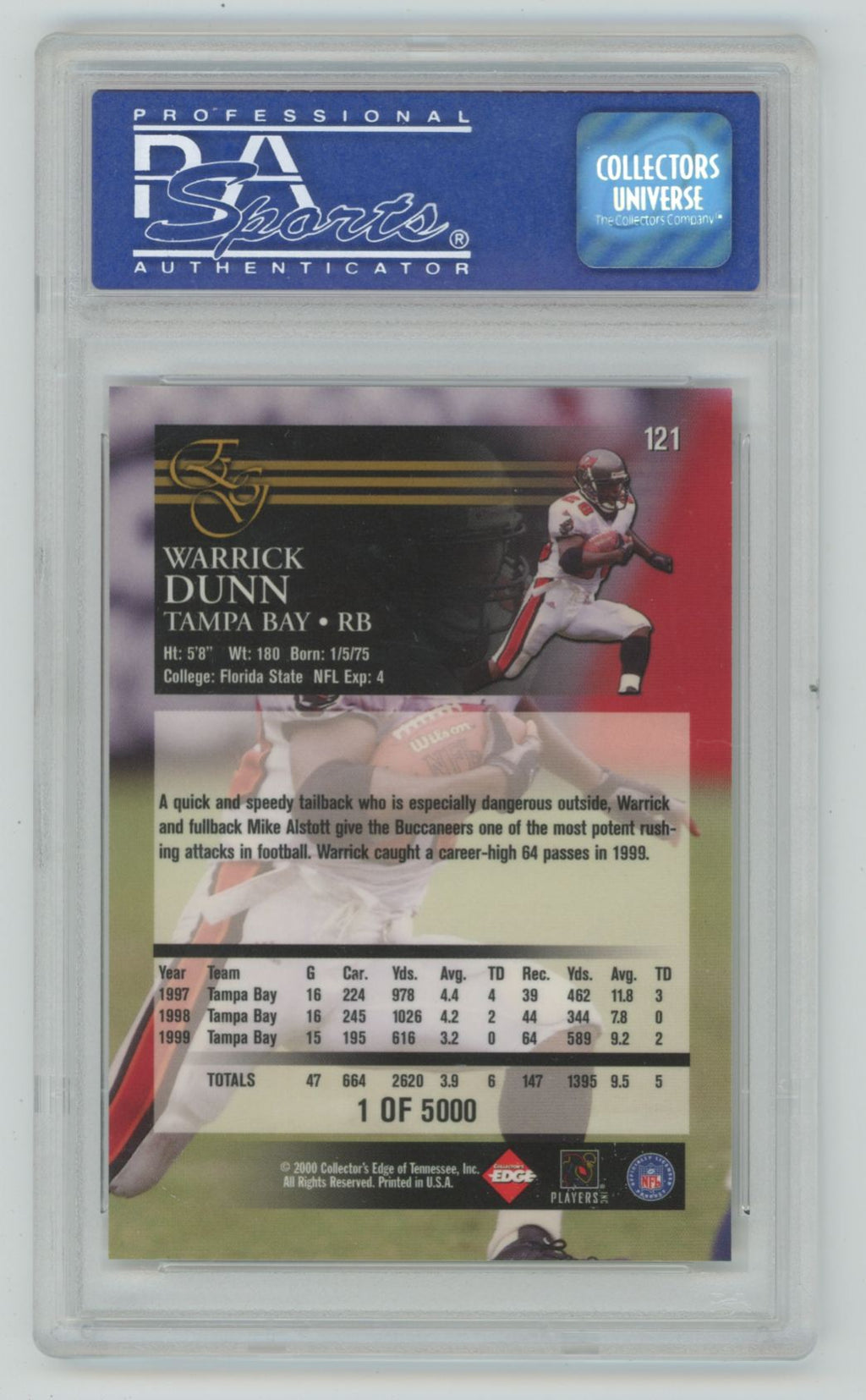 Warrick Dunn 2000 Collector's Edge Uncirculated /5000 psa 10.0 #121