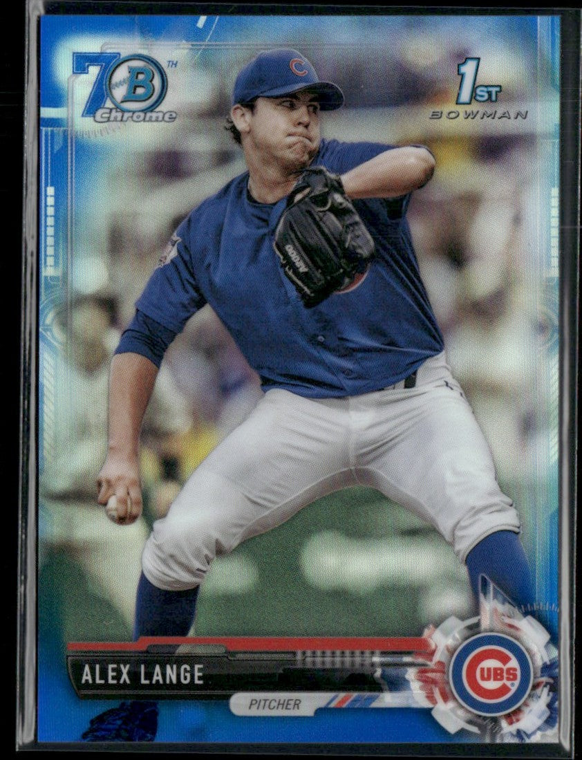 Alex Lange 2017 Bowman Draft Chrome 1st 70th Logo Blue Refractor /200 #BDC-32
