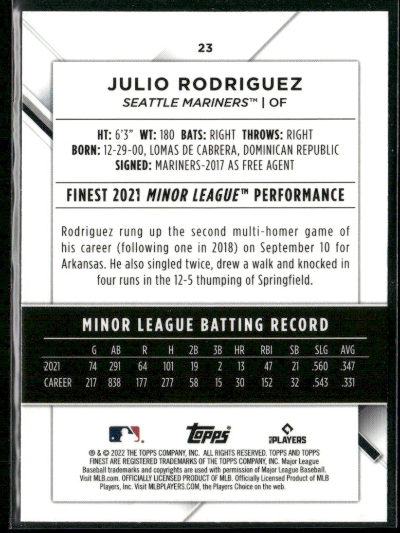 Julio Rodriguez 2022 Topps Finest RC #23 Seattle Mariners