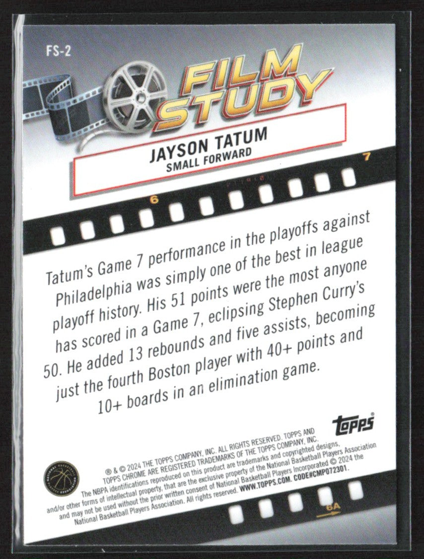 Jayson Tatum 2023 Topps Chrome Film Study Green Refractor #FS-2 Boston Celtics