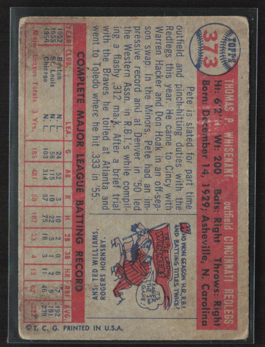 Pete Whisenant 1957 Topps RC #373 Cincinnati Reds