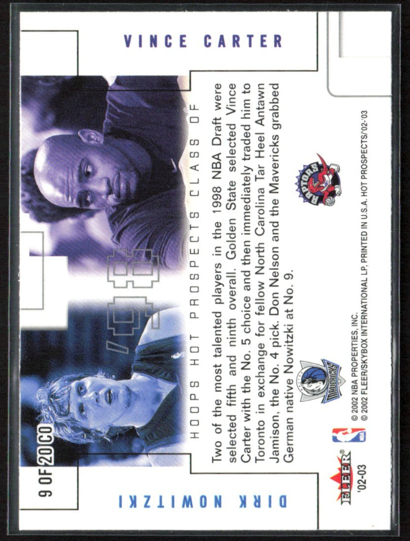 Dirk Nowitzki Vince Carter 2002 Hoops Hot Prospects #9 Dallas Mavericks