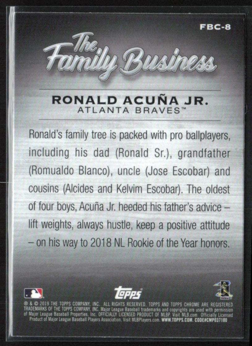 Ronald Acuna Jr. 2019 Topps Chrome The Family Business #FBC-8 Atlanta Braves
