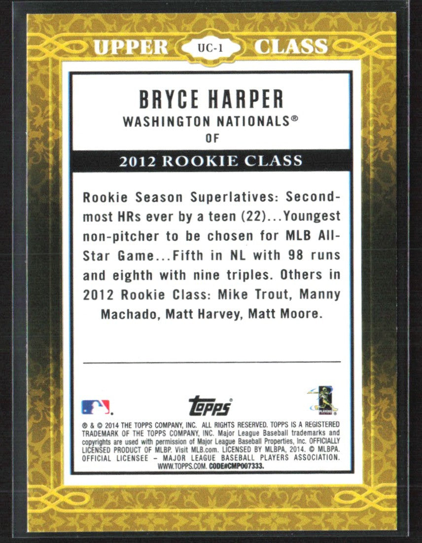 Bryce Harper 2014 Topps Upper Class #UC-1 Washington Nationals