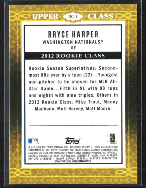 Bryce Harper 2014 Topps Upper Class #UC-1 Washington Nationals