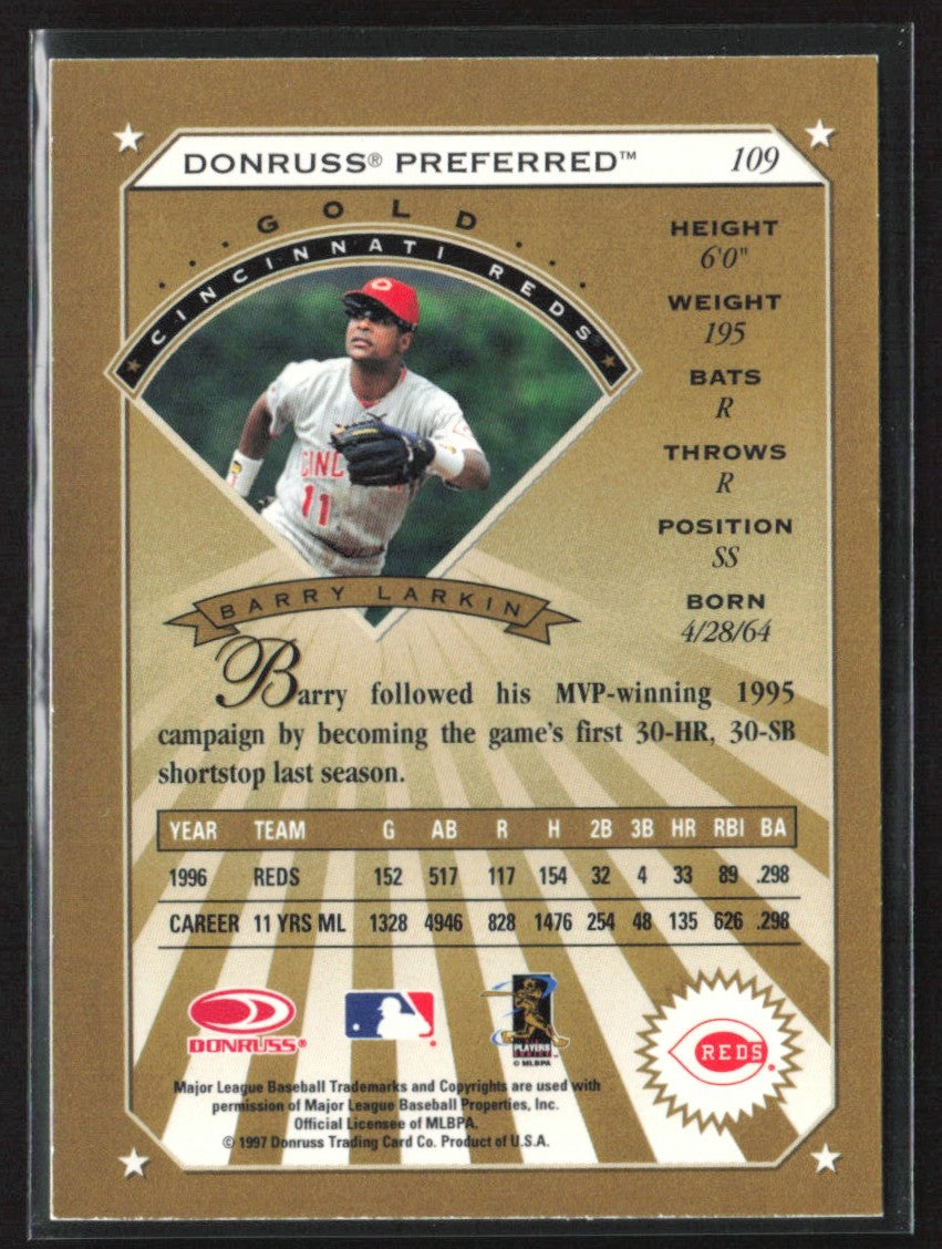 Barry Larkin 1997 Donruss Preferred Gold #109 Cincinnati Reds