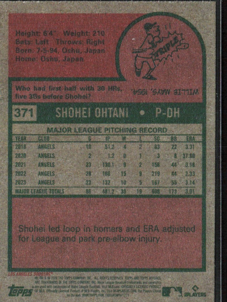 Shohei Ohtani 2024 Topps Heritage #371 Los Angeles Dodgers