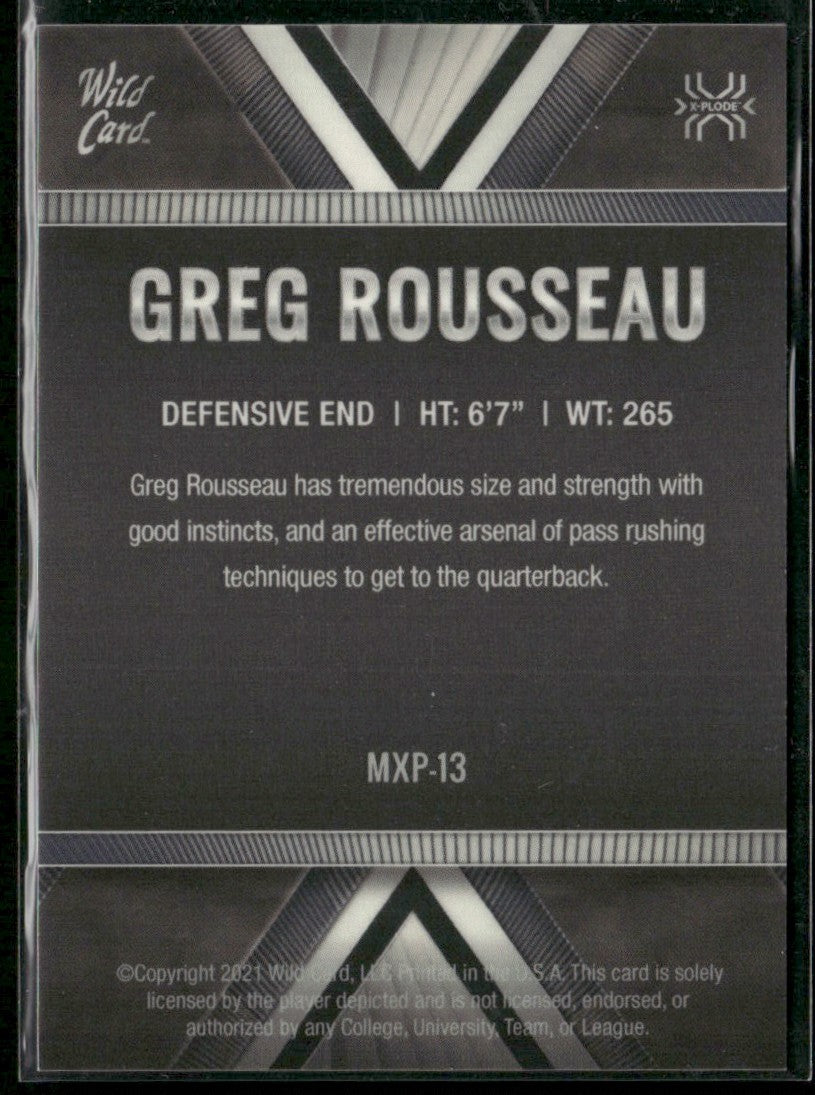 Greg Rousseau 2021 Wild Card Matte X-Plode RC /5 #MXP-13 Miami Hurricanes