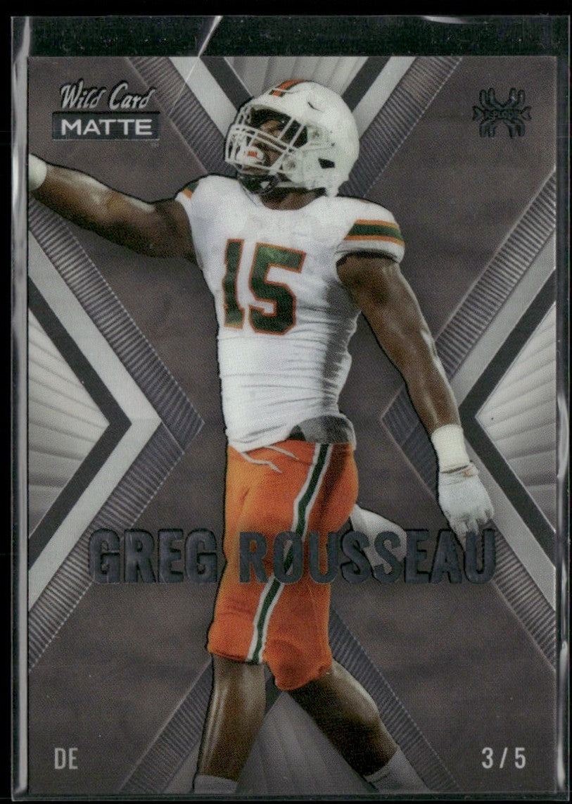 Greg Rousseau 2021 Wild Card Matte X-Plode RC /5 #MXP-13 Miami Hurricanes