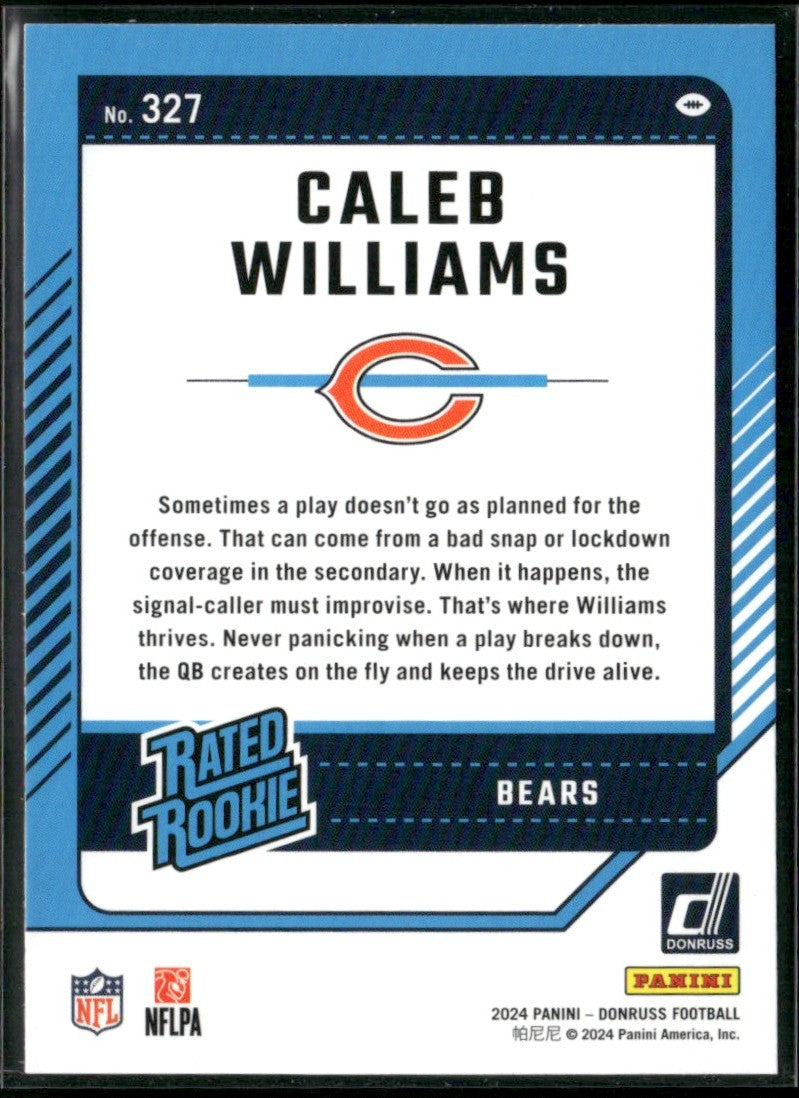 Caleb Williams 2024 Panini Donruss RC #327 Chicago Bears