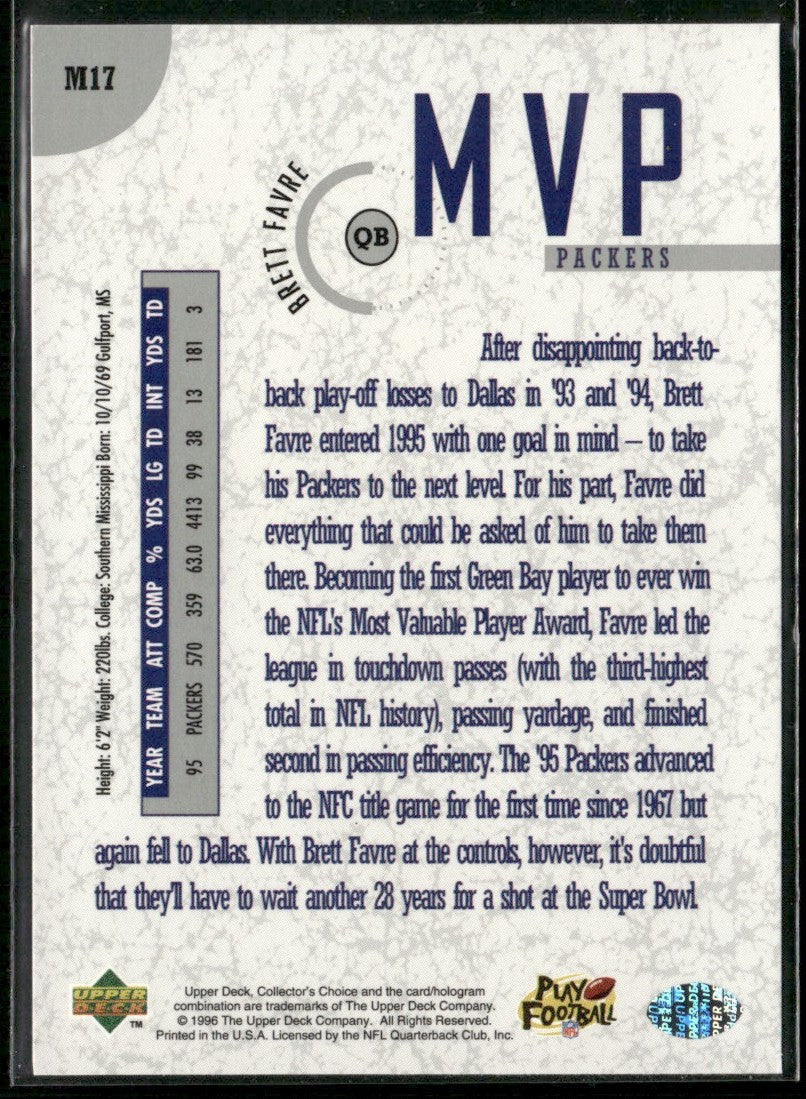 Brett Favre 1996 Collector's Choice MVPs #M17 Green Bay Packers