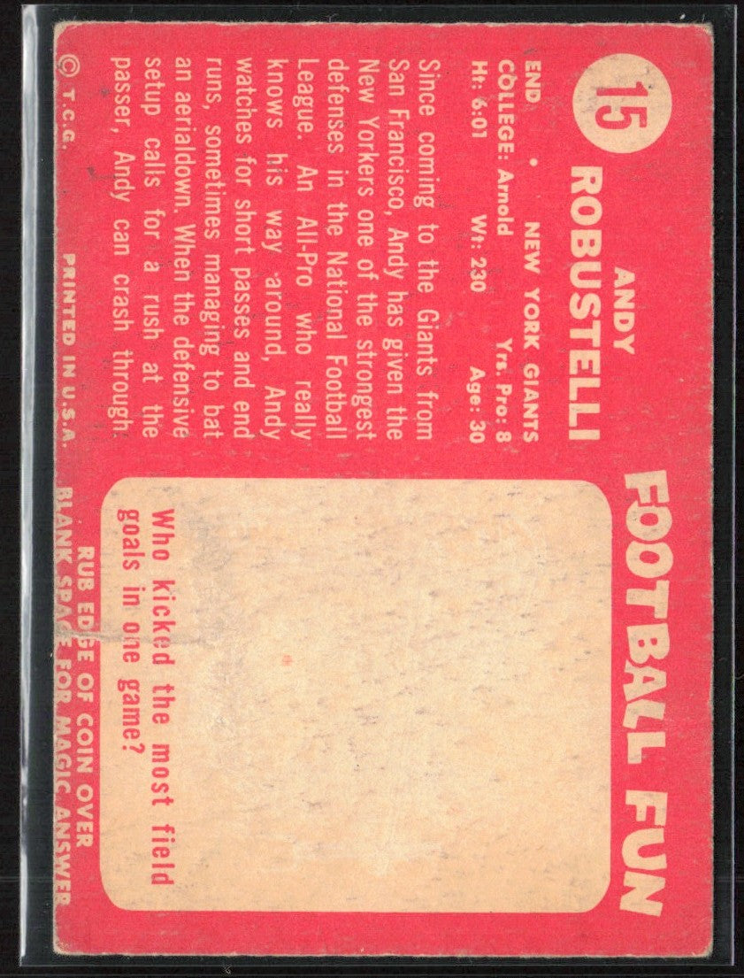 Andy Robustelli 1958 Topps #15 New York Giants