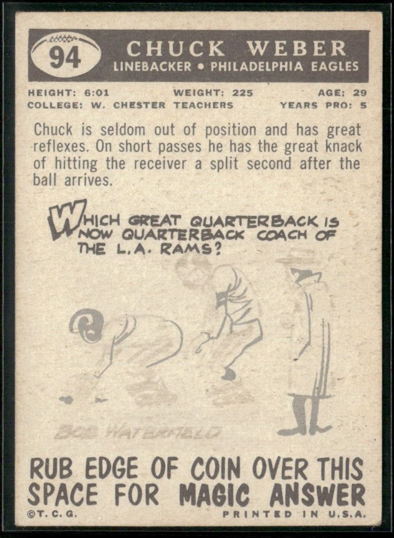 Chuck Weber 1959 Topps #94 Philadelphia Eagles