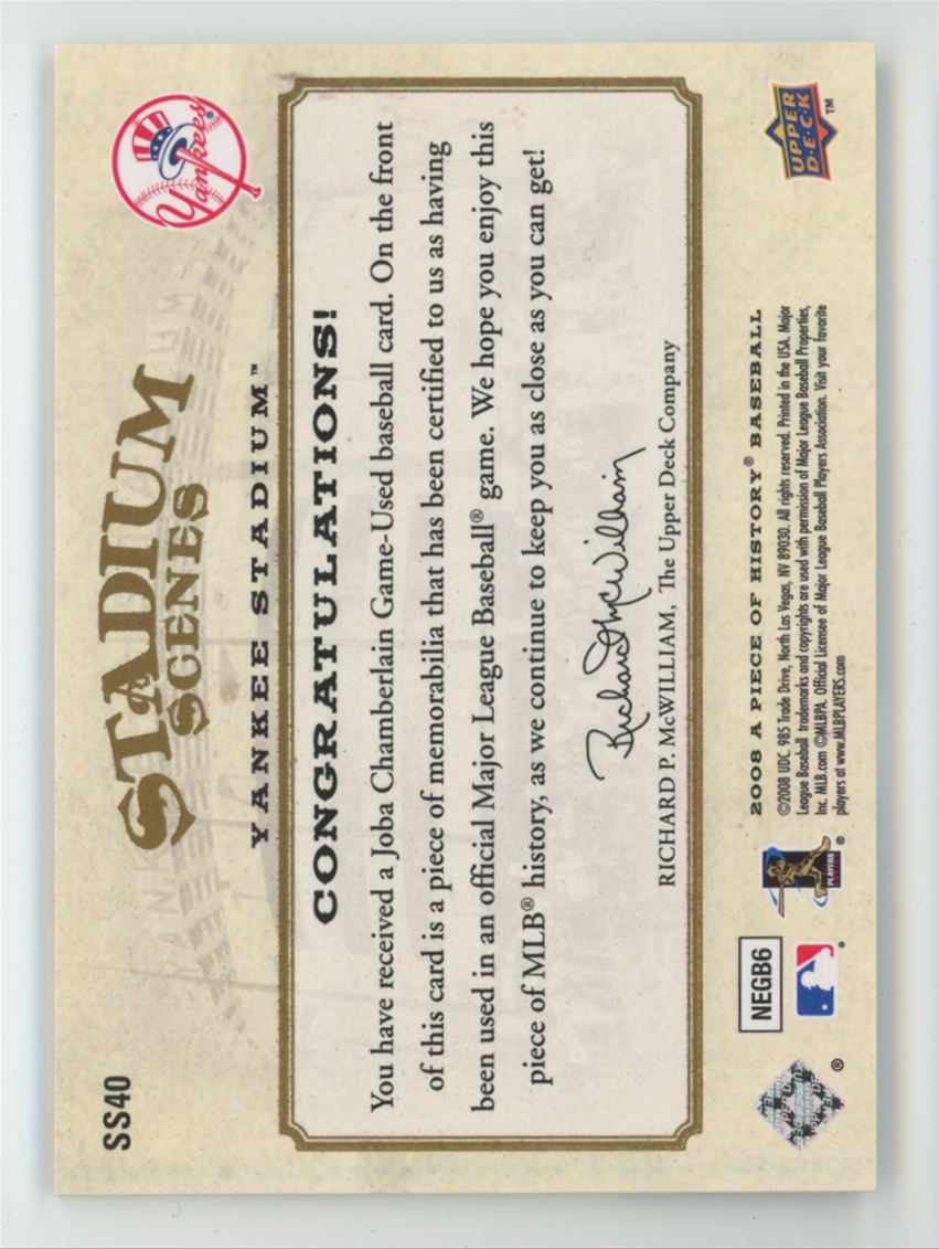 Joba Chamberlain 2008 A Piece of Histry Stadium Scenes Copper /99 Jersey #SS40