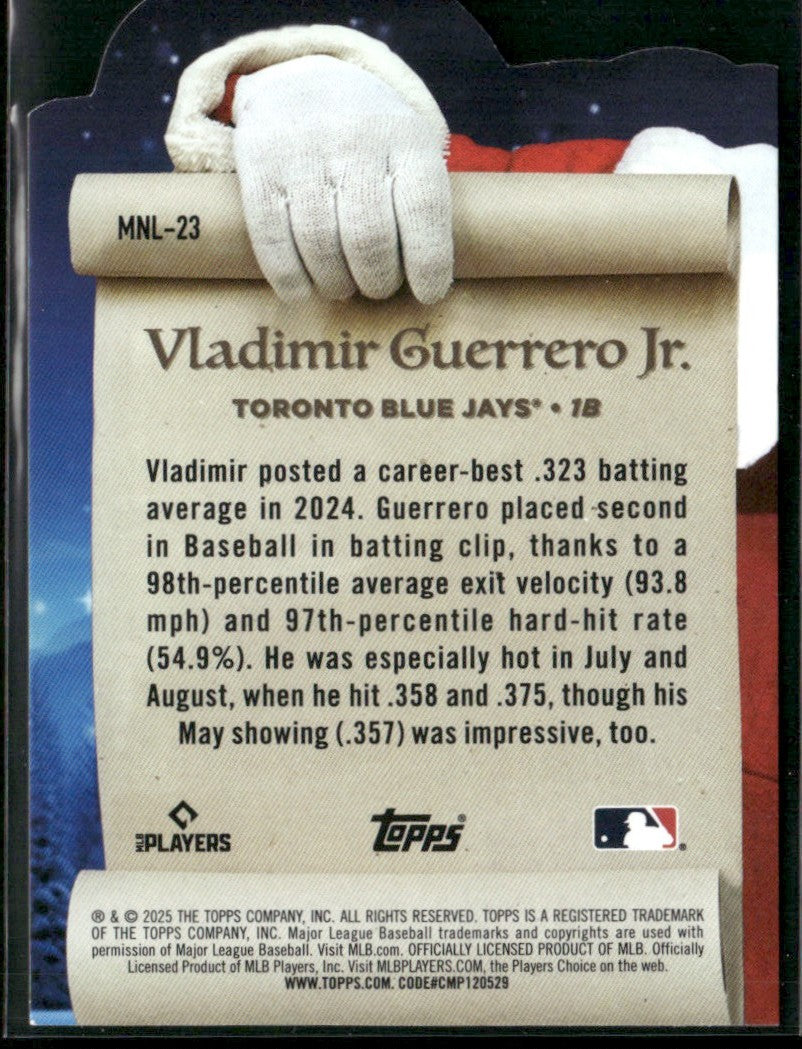 Vladimir Guerrero Jr. 2025 Topps Holiday Making The Nice List #MNL-23