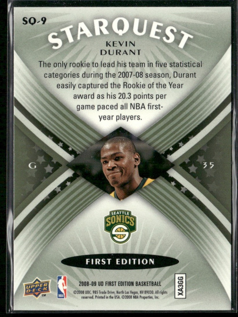 Kevin Durant 2008 Upper Deck StarQuest #SQ-9 Seattle SuperSonics