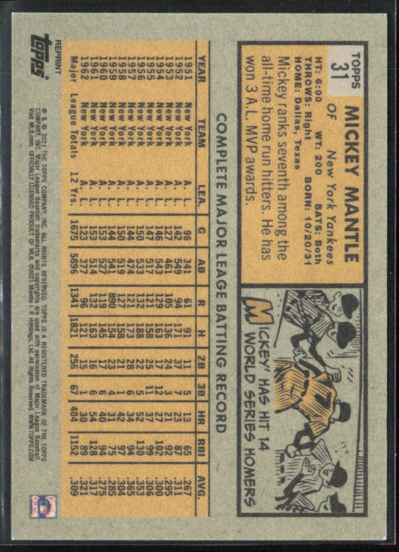 Mickey Mantle 2021 Topps X Collection #31 New York Yankees